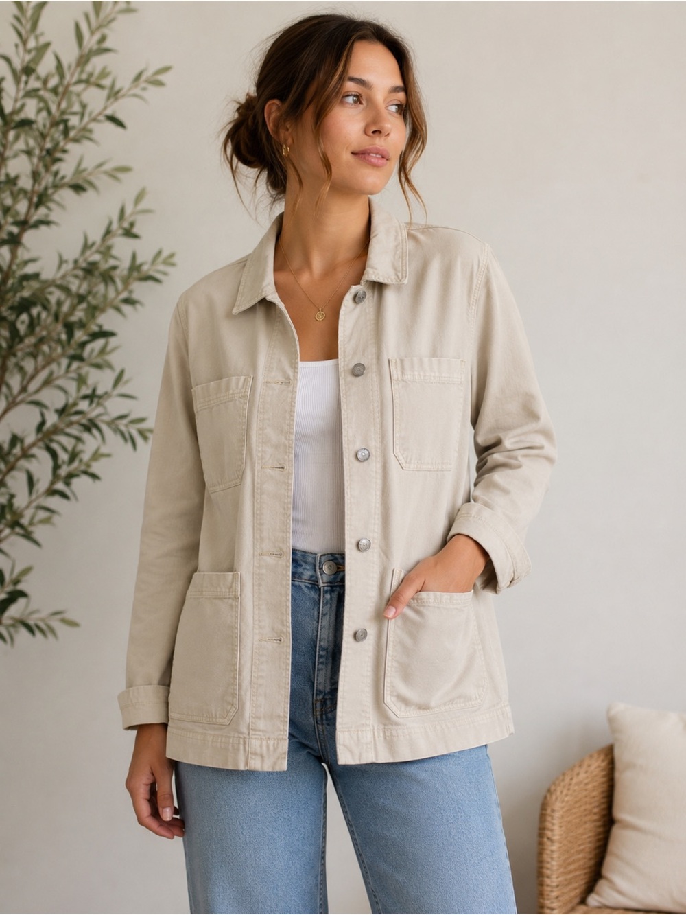 Vintage GAP Utility Jacket Women’s Small Safari Chore Coat Minimalist 90s Y2K